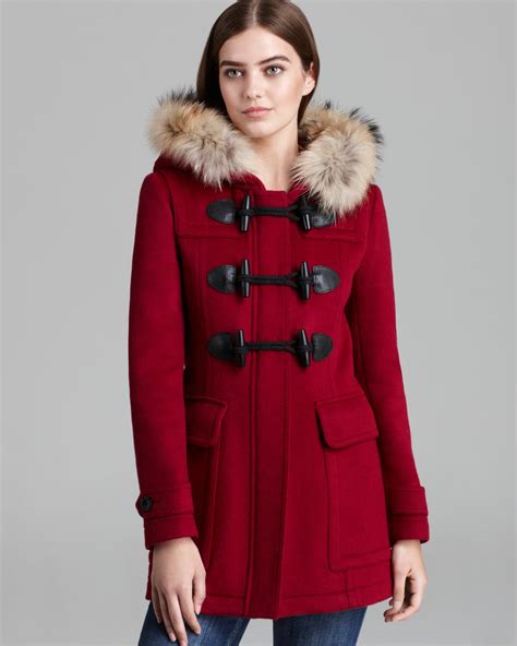 burberry brit blackwell wool toggle coat with fur trim|Burberry Brit Blackwell Wool Toggle Coat Women .